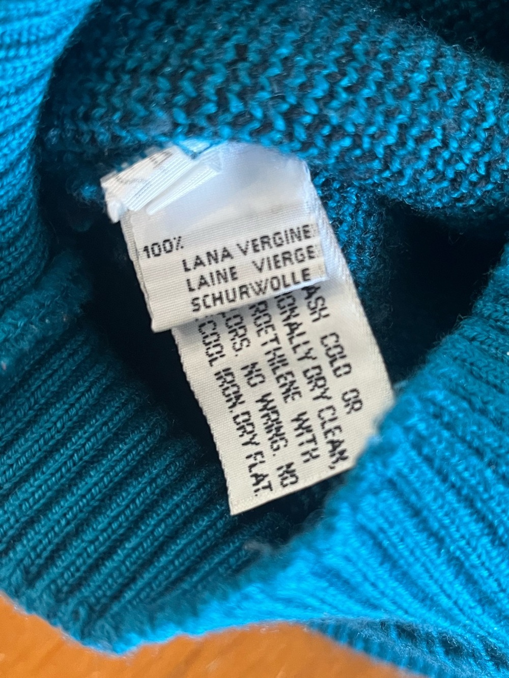 Vintage I Blues Italian Wool Teal with Black Pattern Dolman Drop Sleeve Sweater - Picture 6 of 12